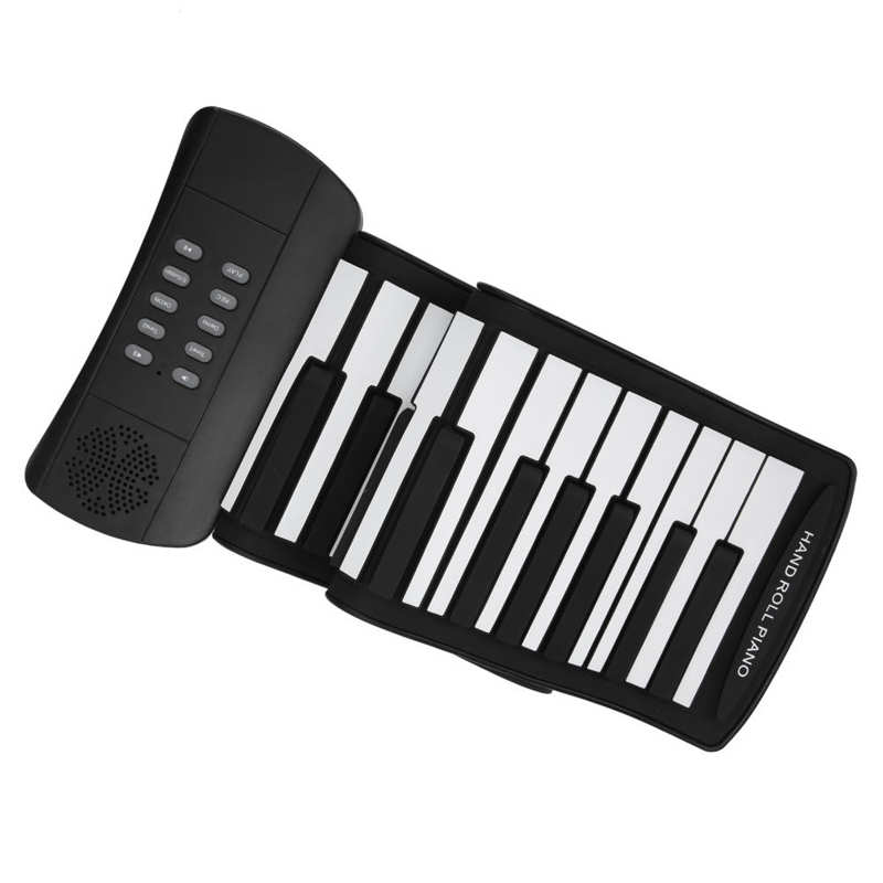 Piano enrollable portátil recargable, Piano eléctrico de silicona de 61 teclas con altavoz estéreo para niños, de vacaciones para cumpleaños