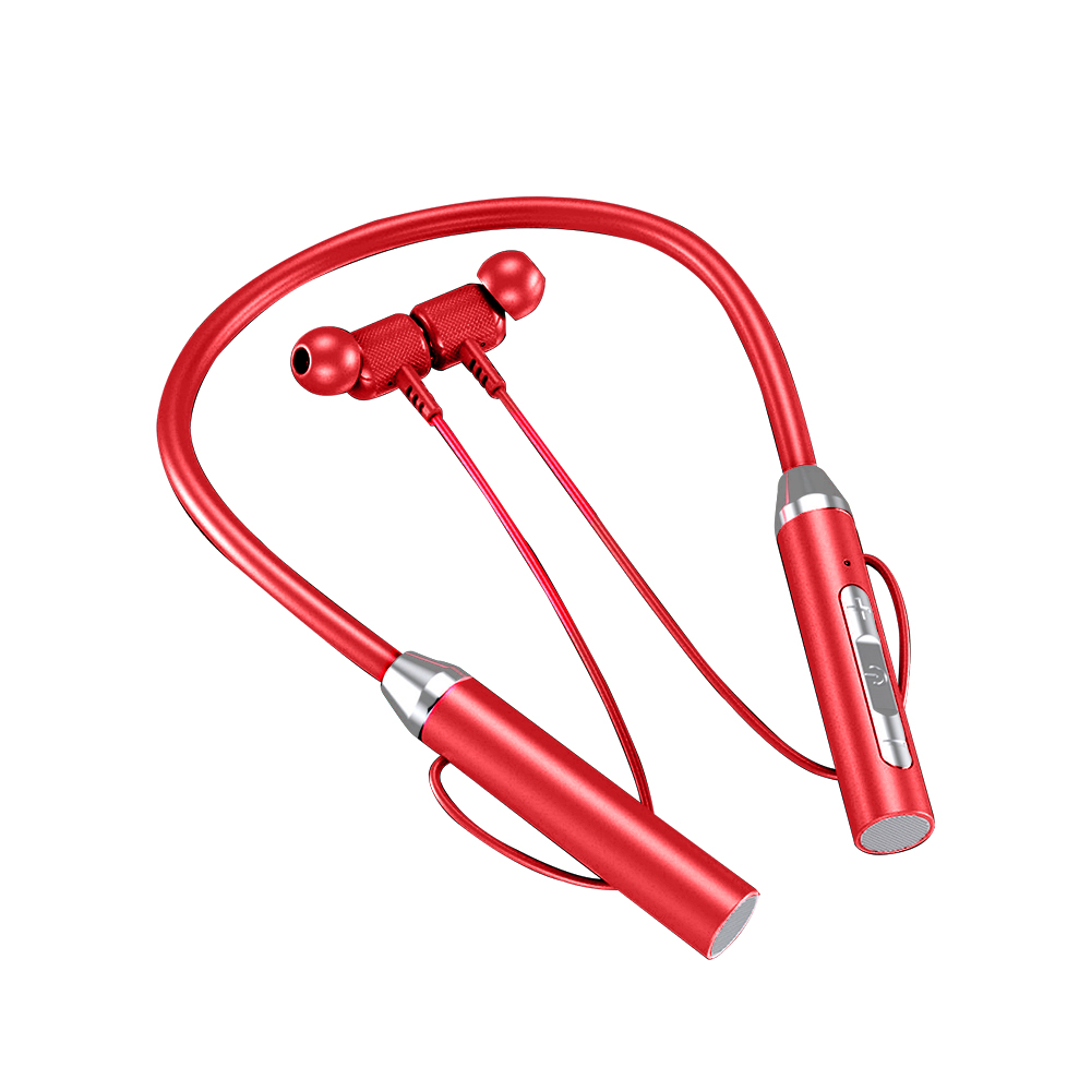 Neck Hanging Sport Headphone Wireless BT 5.0 Earphone Magnetic Bass In-ear with Stereo Microphone Noise Cancelling Music Headset: black