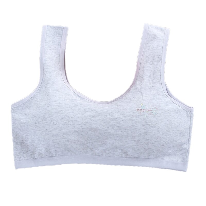 Top de algodón para chica joven, ropa interior para chico, deporte, entrenamiento inalámbrico, pubertad, sostén talla grande: Gris