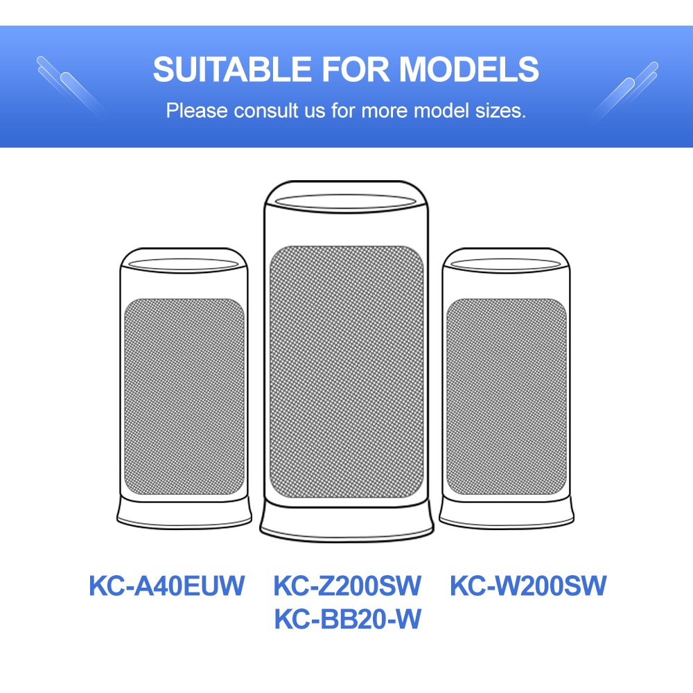 Filtros de carbón activado para desodorización de FZ-A41DFR, purificador de aire, KC-A40EUW, KC-Z200SW, KC-W200SW