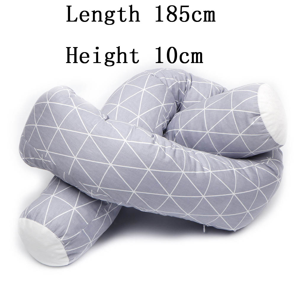 Long Pillow Children Bed Fence Baby Anticollision Pillows Bedside Soft Crib Bumper Children Newborn Cradle Bumpers: grey grid