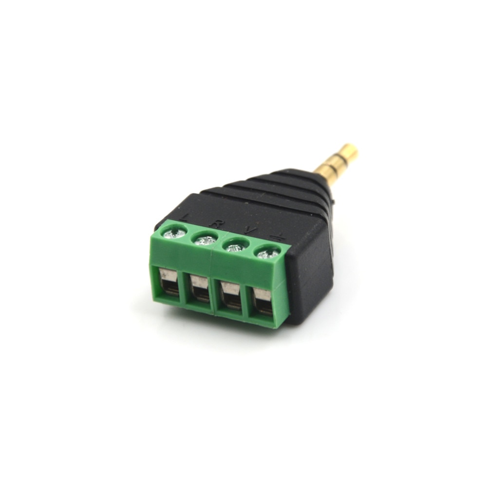 3.5 mm male 4 pin Terminal Block Plug connector Video AV Balun 3.5mm 4 Pole Stereo Male to AV Screw Terminal Stereo Jack