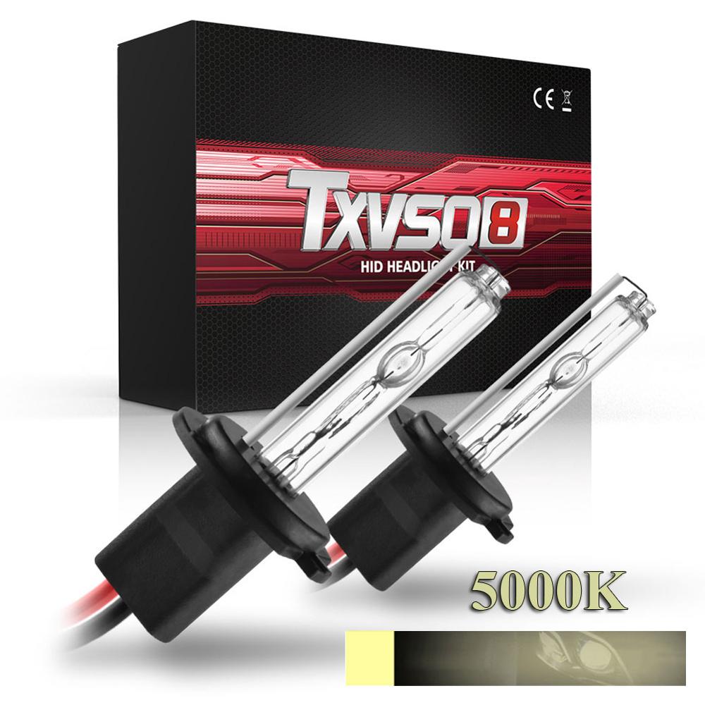 Bombillas de HID Xenon de reemplazo H7, luz de Faro de 55W, 3500-4500LM, Burbuja recta, 4300K-12000K, Xenón HID, 1 par: 5000K