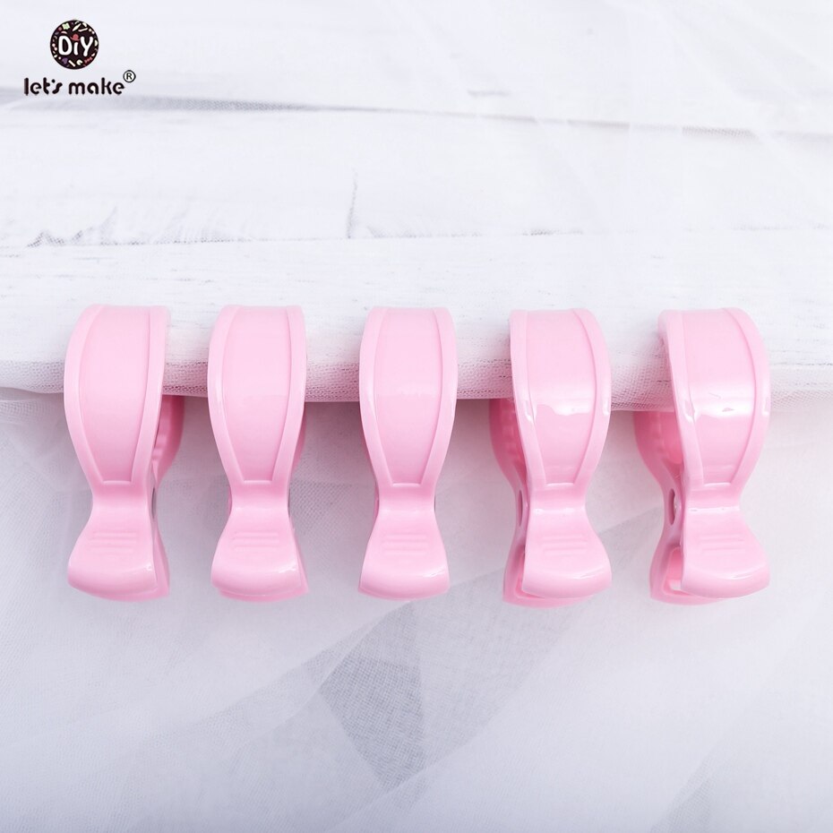 Let's make Stroller Plastic Clip Pram Clips 5pc/lot Multiple Colour Baby Shower Universal Clip Baby Nursing Accessories: pink