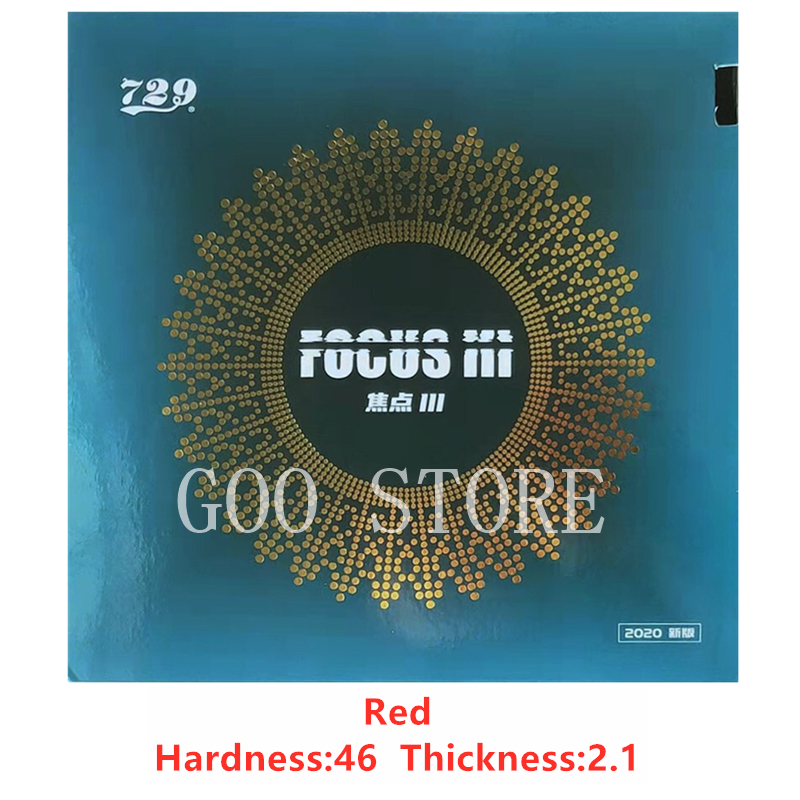 Friendship 729 FOCUS III Focus 3 Snipe Table Tennis Rubber Pips-In Original 729 FOCUS Ping Pong Sponge: Red H46 T2.1