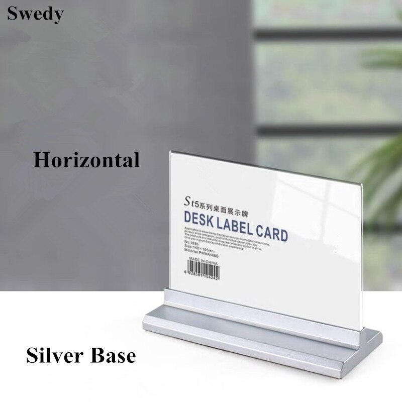 A5 148X210MM Double-Sided Desktop Acrylic Sign Holder Plastic Display Stand Restaurant Table Menu Card Flyer Holder Poster Frame: A5 Silver Horizontal