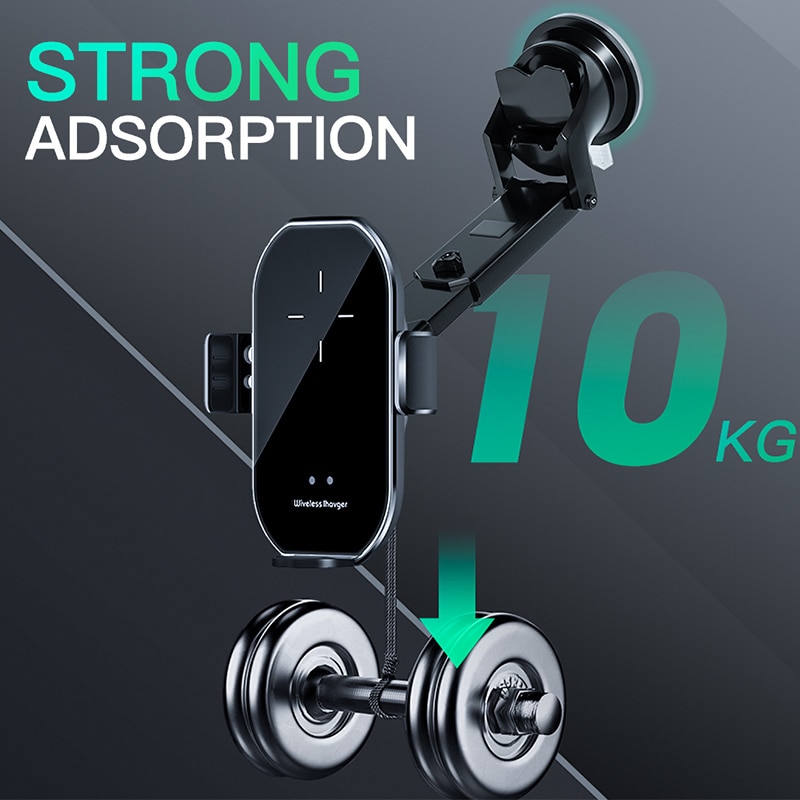 Trådløs biloplader 10w hurtigopladning til iphone 11 pro automatisk montering infrarød sensor oplader induktionstelefonholder i bil