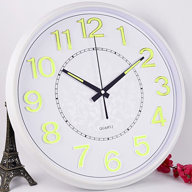Mute vægur moderne stort natlys ur quartz dekorative digitale wanduhr vægmaleri vægure: 38cm stil 16