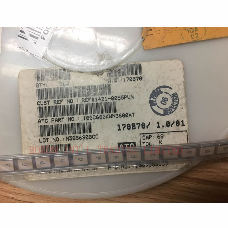 ATC100C680KWN3600XT 68pF Porcelain High RF Power Multilayer Capacitors 3600VDC High Q ATC 680K a680K