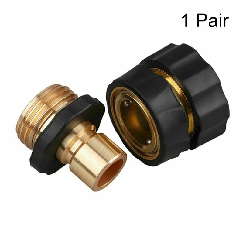 1 par de conectores de manguera de agua macho hembra de latón de 3/4 "de conexión rápida de manguera de jardín Universal: Default Title