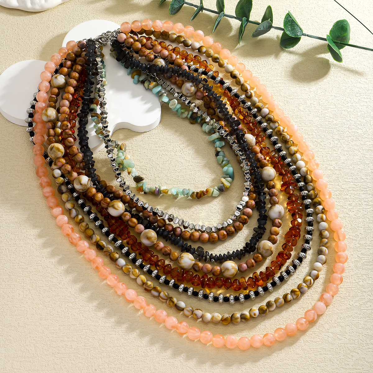 Dvacaman 2025 ZAA Collar de cuentas hecho a mano multicapa Vintage para mujer, collar bohemio de cuentas de resina Multicolor, joyería étnica
