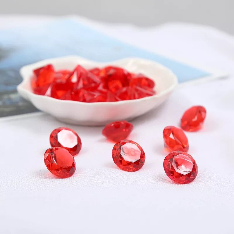 Bijoux en Faux diamant 20MM, coffre au trésor, Pirate, cristal acrylique, remplissage, jouets, accessoires, confettis, décorations de mariage: Rouge