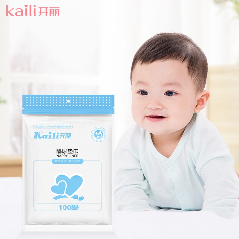 Kaili 100 bilder blöjfoder mjukt non-woven material isolerande blöjfilter urin omedelbar bytesdyna engångsbabyliner
