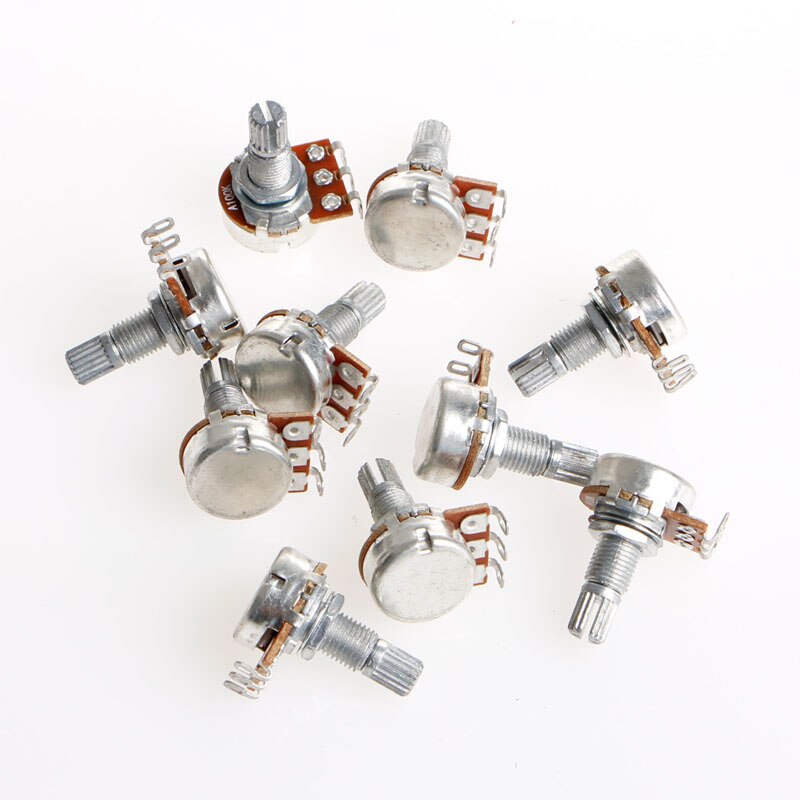 A100K Potentiometer Splined Pot Electric Guitar Bass Effect Amp Tone Volume 15mm Shaft Parts H58D