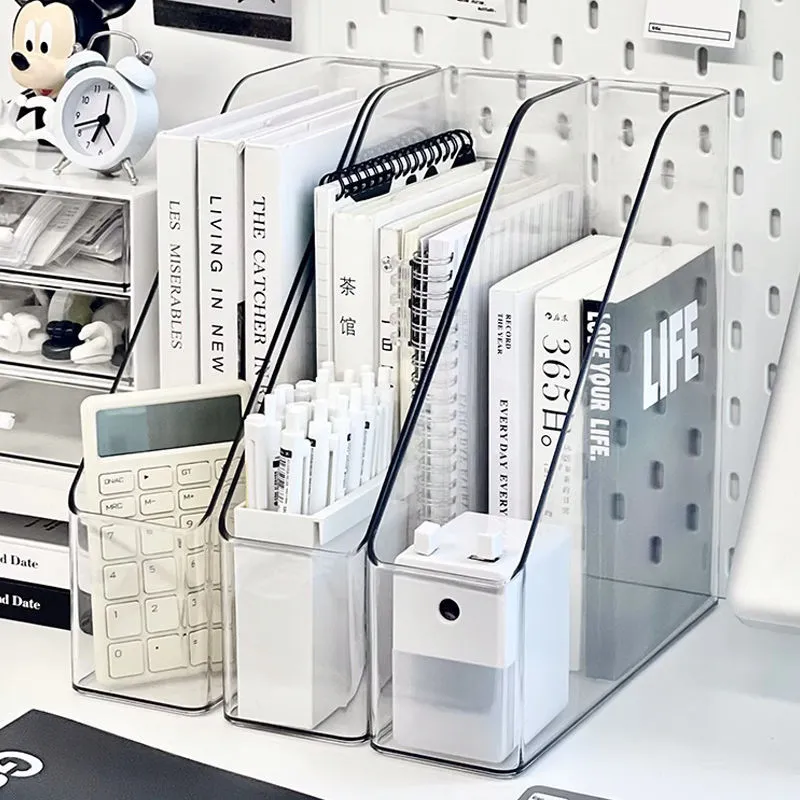Draagbare acryl boekenstandaard Transparante gratis combinatie boekenplank U-vormige boekenmap Bureau opbergrek Thuiskantoorrek