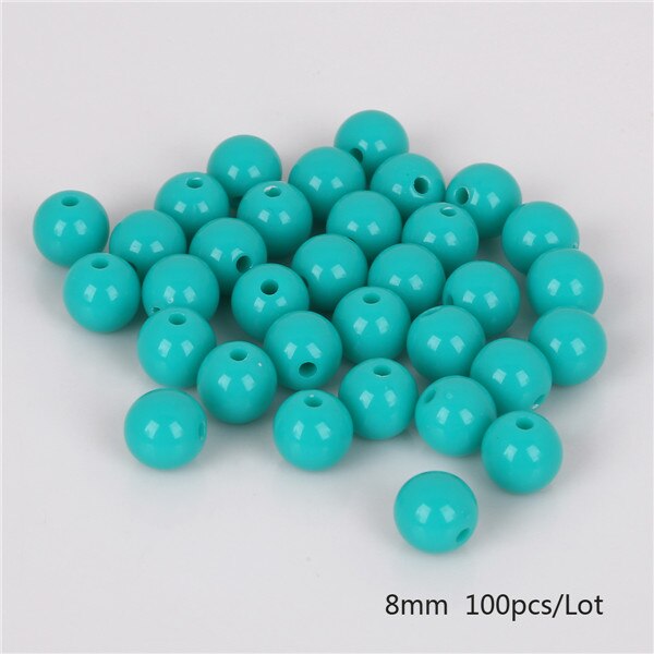 Dia . 8 mm hul ca. 1.8mm 100 stk diy perler skinnende plastik akryl løs afstandsstykke til gør det selv armbånd halskæde 20 farver: Påfuglgrøn