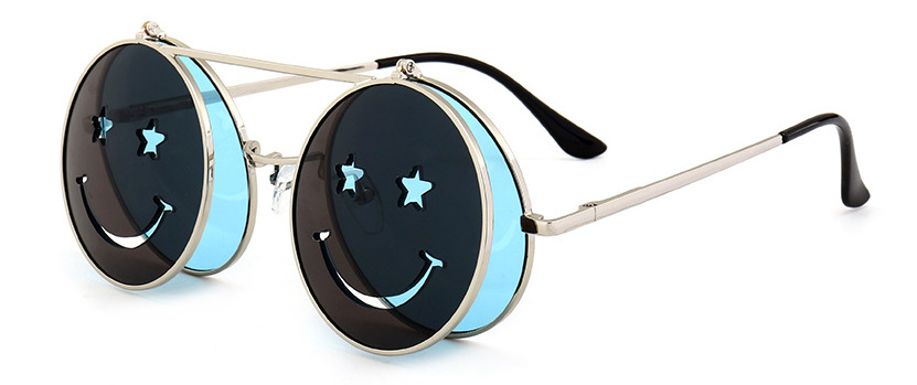 Flip-Over Smiley Gezicht Zonnebril, Trendy Straat Schieten Ocean Lens Zonnebril