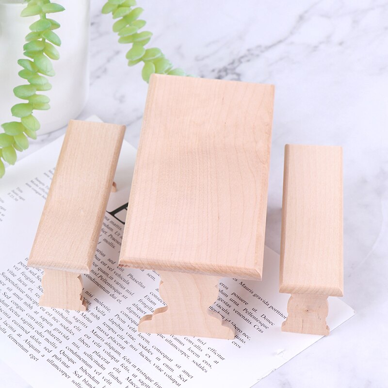 Nuovo 1:12 Dollhouse Mini di Legno Lungo Tavolo Da Pranzo e 2 Banco Set Parti di Mobili