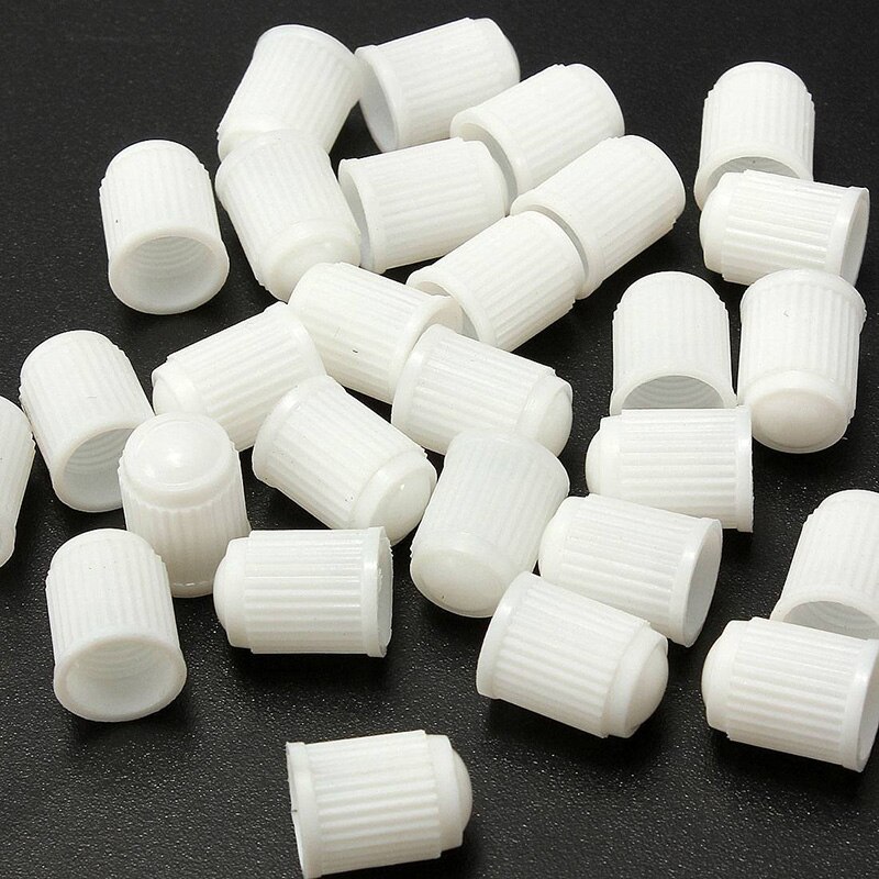 100 pièces en plastique bouchons de Valve bouchon de pneu couvercle de Valve pour voiture moto blanc