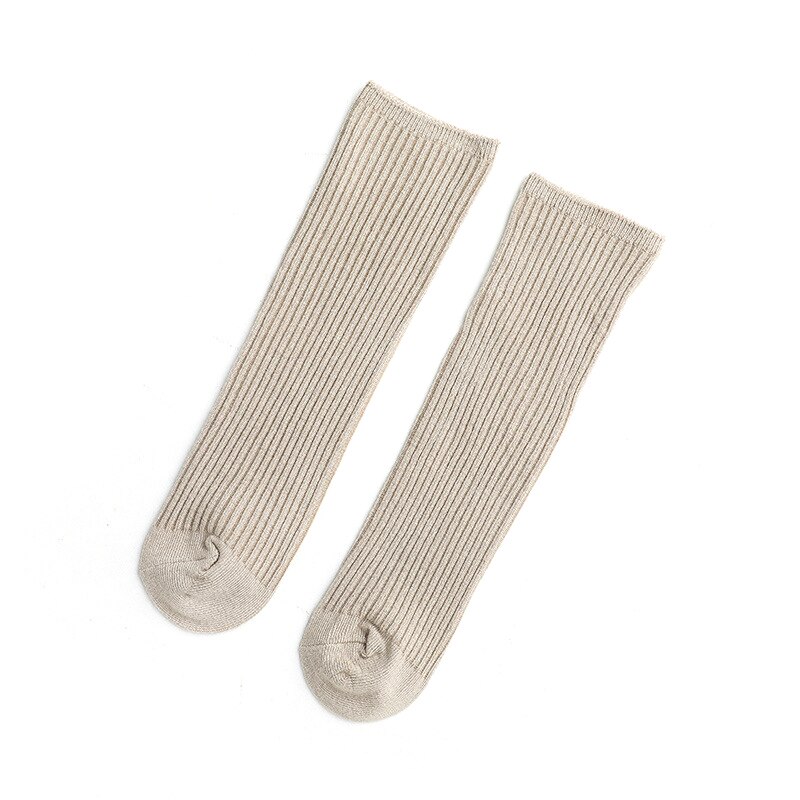 Meias para bebês, meias infantis simples de algodão penteado com dupla agulha: Brown / M(5-8Years)