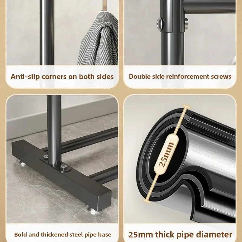 Rack de roupas para sala de estar, cabide de chão, organizador de armário moderno, prateleiras multifuncionais com gancho, casa