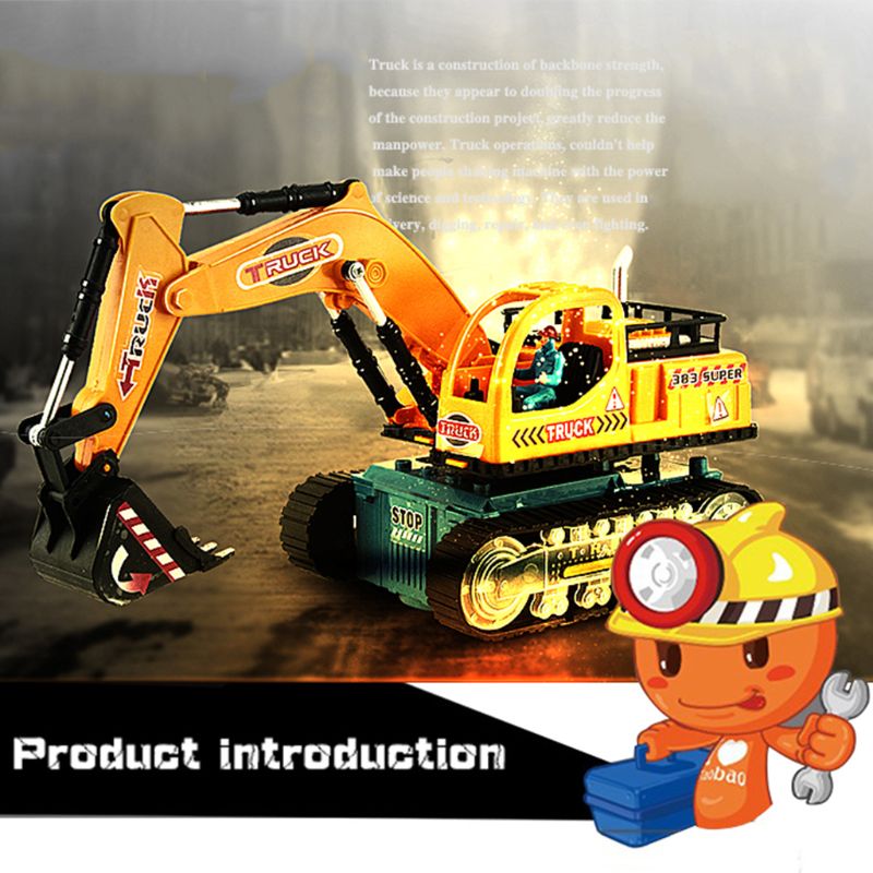 Electric Truck Flashing LED Light Music Excavator Universal Wheel Car Vehicles