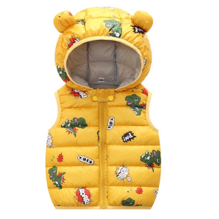 automne hiver bébé gilet à capuche dessin animé dinosaure enfant en bas âge fille gilet 1-4 ans enfants enfant veste sans manches: Black / 2T