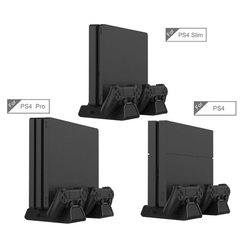 Support Vertical multifonction PS4/Slim/PRO avec ventilateur de refroidissement refroidisseur double contrôleur chargeur Station de charge pour SONY Playstation