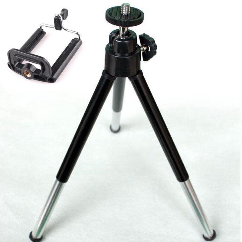 Trépied léger à 2 sections avec Clip de téléphone, support, pour Huawei, Samsung, Xiaomi, monopode,: Black with Clip