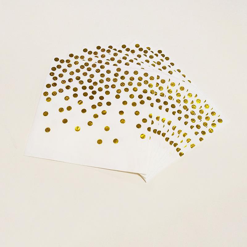 White Gold Dot Plates Cups Napkins Disposable Tableware for Happy Birthday Party Supplies Wedding Baby Shower Party Decoration: Napkins 10pcs