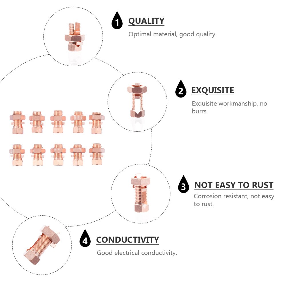 10pcs Grounding Split Bolt Connector Premium Useful Strength Split Bolt Split Bolt Bonding Connector Copper Split Bolt Split Bol