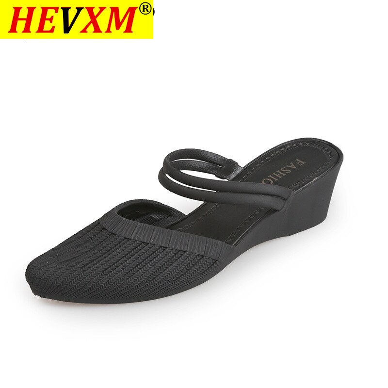 Modne damskie sandały 2021 muły kapcie na buty na plażę blisko palec u nogi kobiety obcasy Strappy kliny buty dla kobiet plastikowe sandały