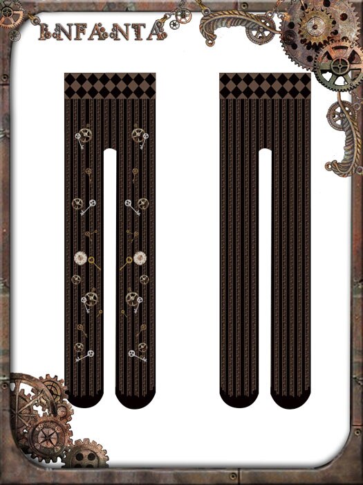 Infanta Branded Dikke Panty Steampunk Gear Gedrukt Lolita Panty