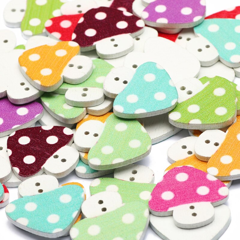Botones de madera con forma de seta para manualidades, accesorios de ropa para niños, manualidades, álbum de recortes, costura, decoración, 50 Uds.