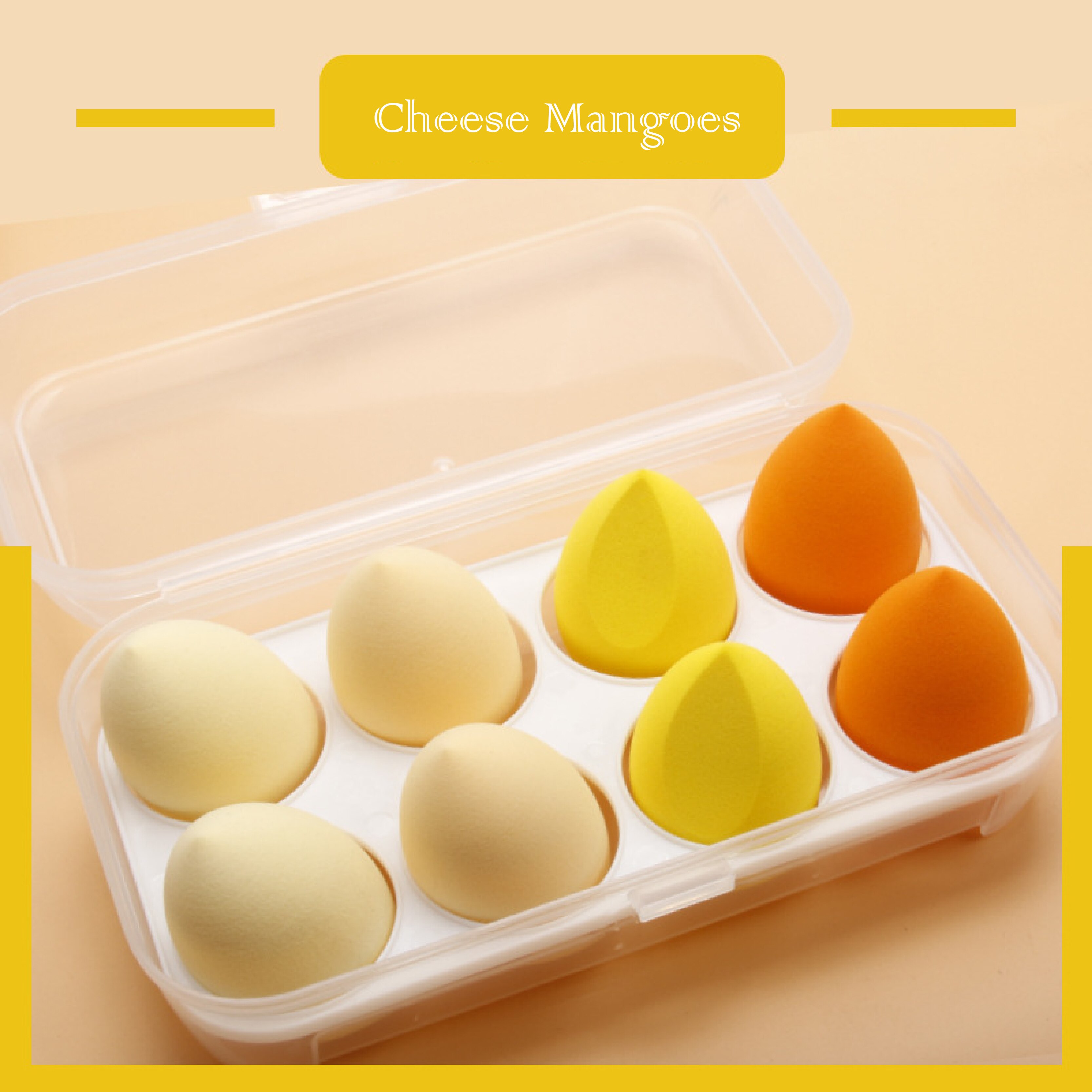 4/8pcs Beauty Egg Gourd Water Puff Makeup Egg Colorful Cushion Cosmestic Sponge Puff Wet and Dry Use Beauty Tool Set: Yellow 8pcs
