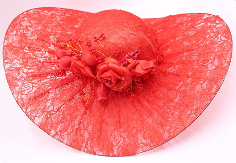 verrotten Weiß hochzeit Hütte, hochzeit hüte für frauen elegante, braut Hütte, hochzeit zubehör chapeau femme mariage braut zubehör: rot-Spitze