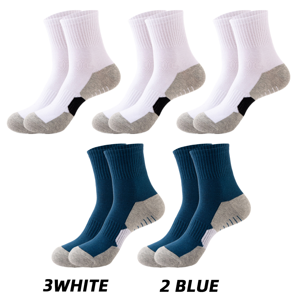 5 Pair Winter Men Socks Cotton Black Leisure Business Long Socks Walking Running Hiking Thermal Socks For Male Plus Size 38-48