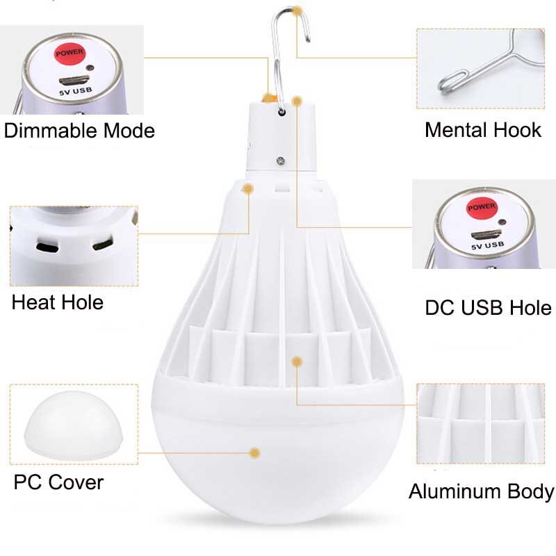 Beylsion kan dimmes  dc5v 12w 20w 30w 50w 80w usb frakt nødlampe ledet pære lys til camping telt ledet oppladbar lampadas