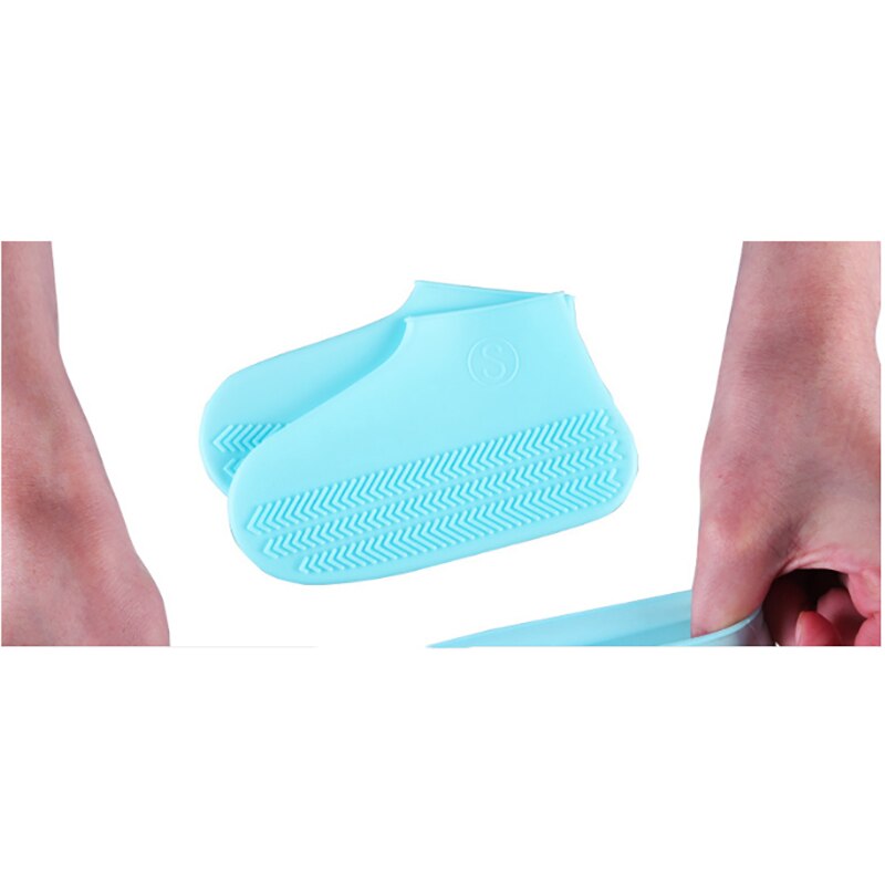 Silicone Rain Boots Cover Waterproof Cotton Pad Non-Slip Wear-Resistant Outdoor Pocket Shoe Cover