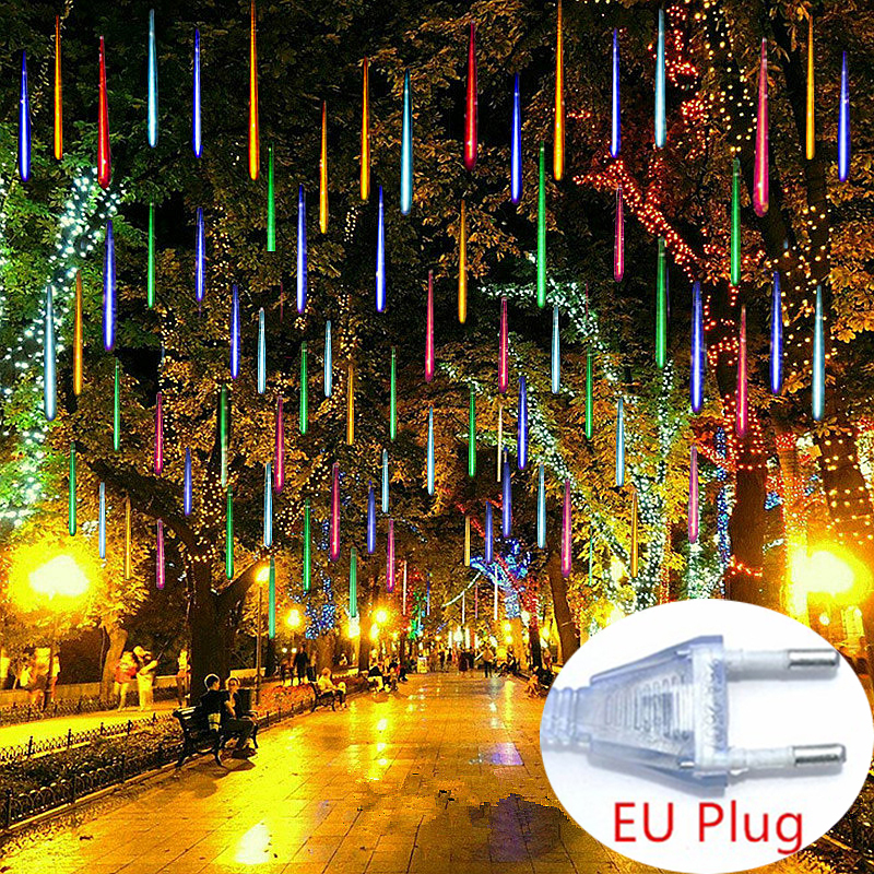 Outdoor EU Plug Meteor Shower Lights Falling Rain Fairy String Lights for Christmas Party Garden Decorations: green / 300W