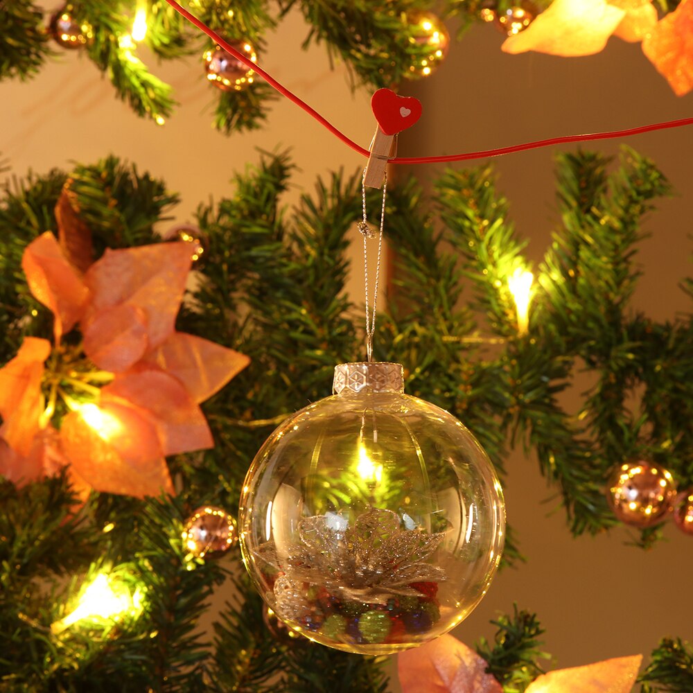 Transprent Plastic Christmas Ball Bauble Hanging Pendant Fillable Baubles Christmas Tree Decoration Xmas Ornament