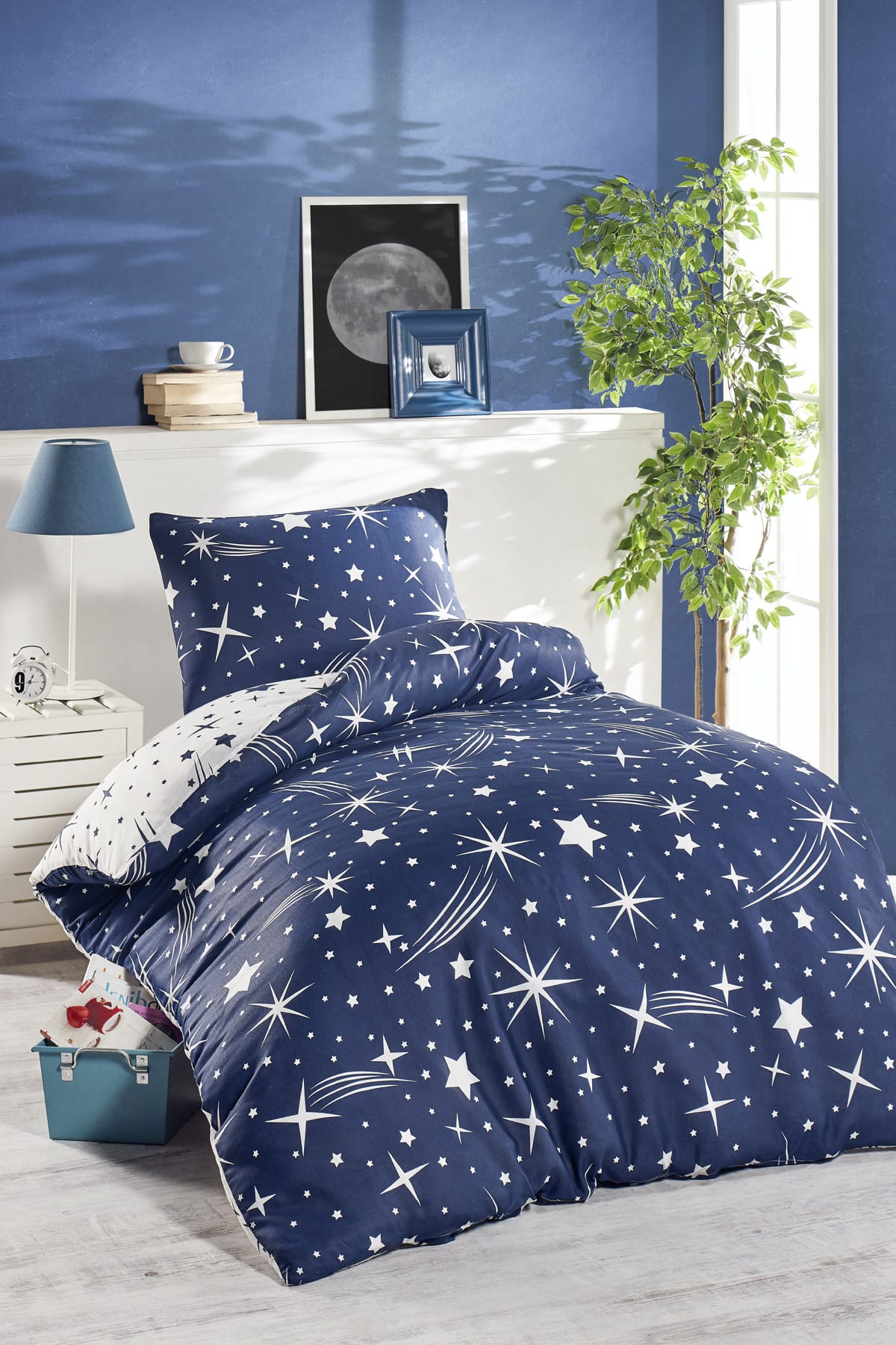 Tek Personality Junior Duvet Cover Set Halley Navy Blue girl young baby carsaf pillow quilt bedding cover cıceklı colored desenlı