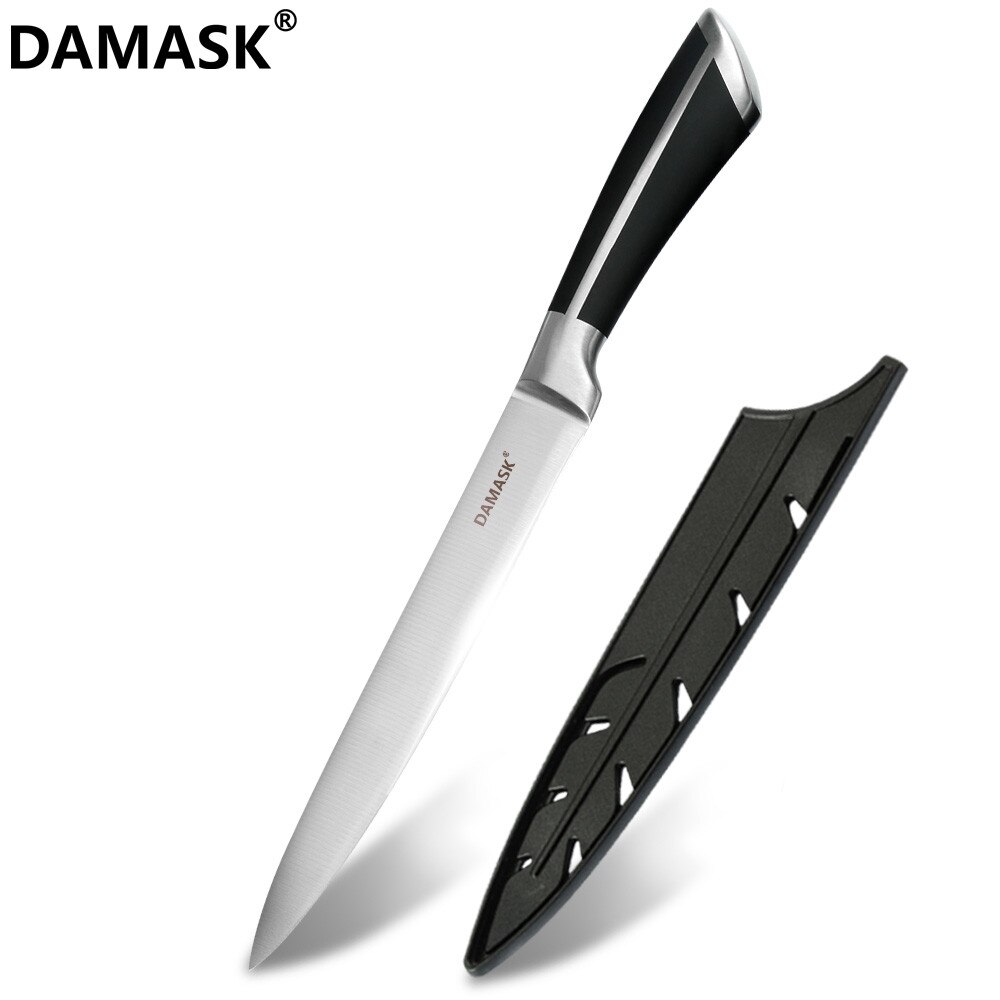 Damask Stainless Steel Kitchen Knives Paring Utility Santoku Bread Slicing Chef Knives for Vegetable Meat Fish Cooking Accessory: 8 inch Slicing