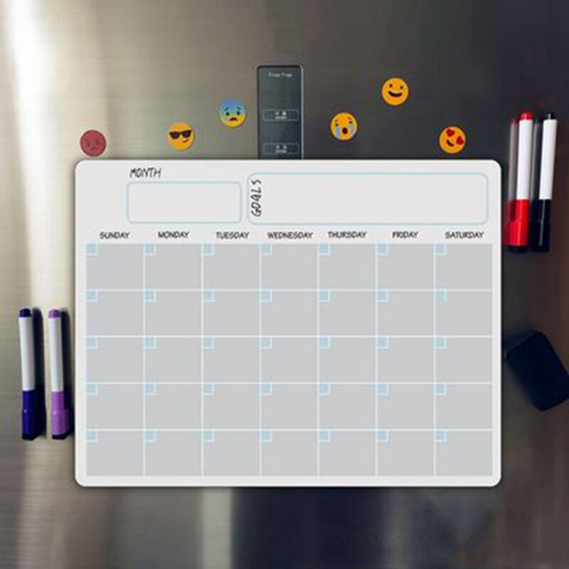 A3 Magnetic Monthly Weekly Planner Calendar Table Dry Erase Fridge Sticker Message Board
