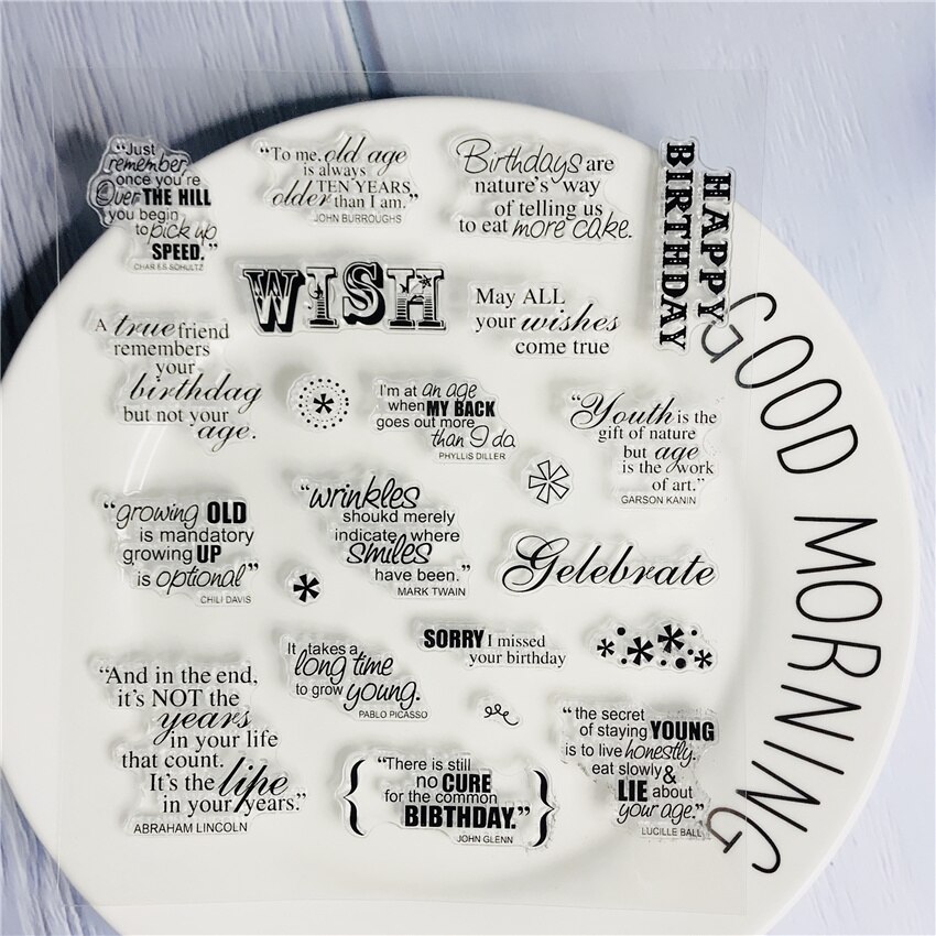 15*18 English Birthday Wishing Clear Stamps For Scrapbooking Bullet Journal Sentiment Stamp Photo Album Card Making 155