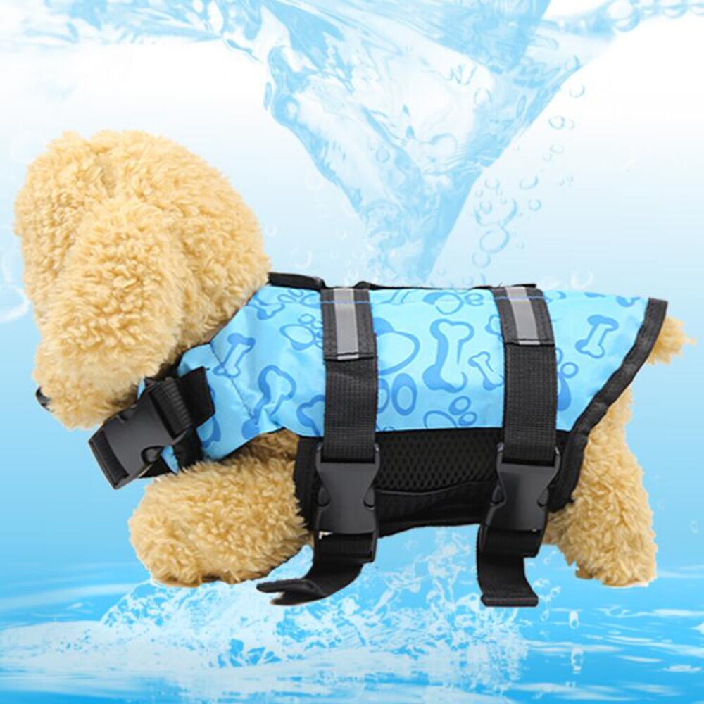 XS-XL Dog Life Jacket Rescue Swimming Wear Safety Clothes Vest Swimming Suit Outdoor Pet Dog Cat Float Doggy Life Jacket Vests: Blue / L