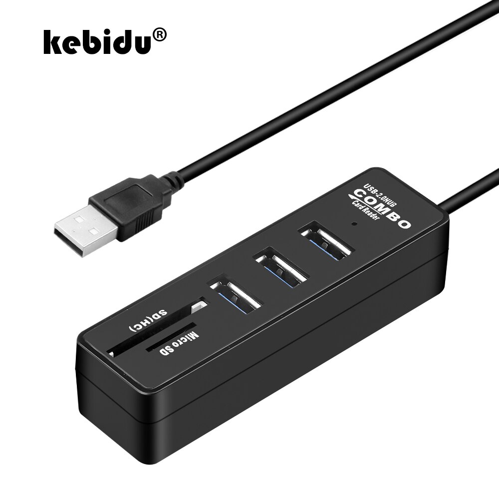 Kebidu 3 Poorten Alle In Een Usb Hub Combo Multi USB2.0 Splitter Hub Micro Kaartlezer Sd/Tf 480mbps High Speed Voor Pc Computer