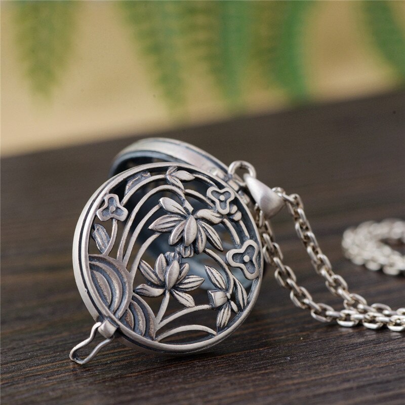 V.YA Real 925 Sterling Silver Locket Box Pendant for Women Female Hollow Flower Shape Pendants Jewelry without Chain