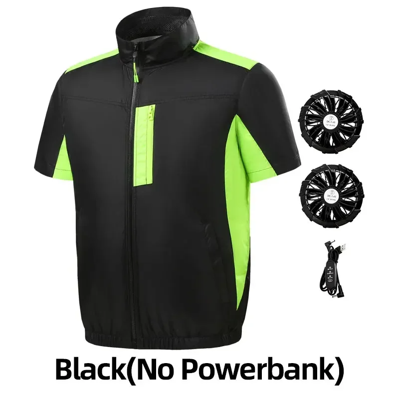 Kühlweste für herren mit usb-anschluss und Ventilator, kurzarm, klimaanlagenkleidung, hitzeschutz, arbeitsschutz, schweißerarbeitsjacke: M / Beige