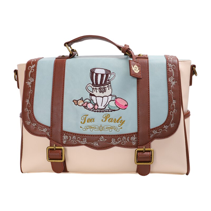 Mochila japonesa lolita para mujer, bolsa pequeña dulce con bordado de reducción de edad, bolso escolar A4 de hombro de 3 vías